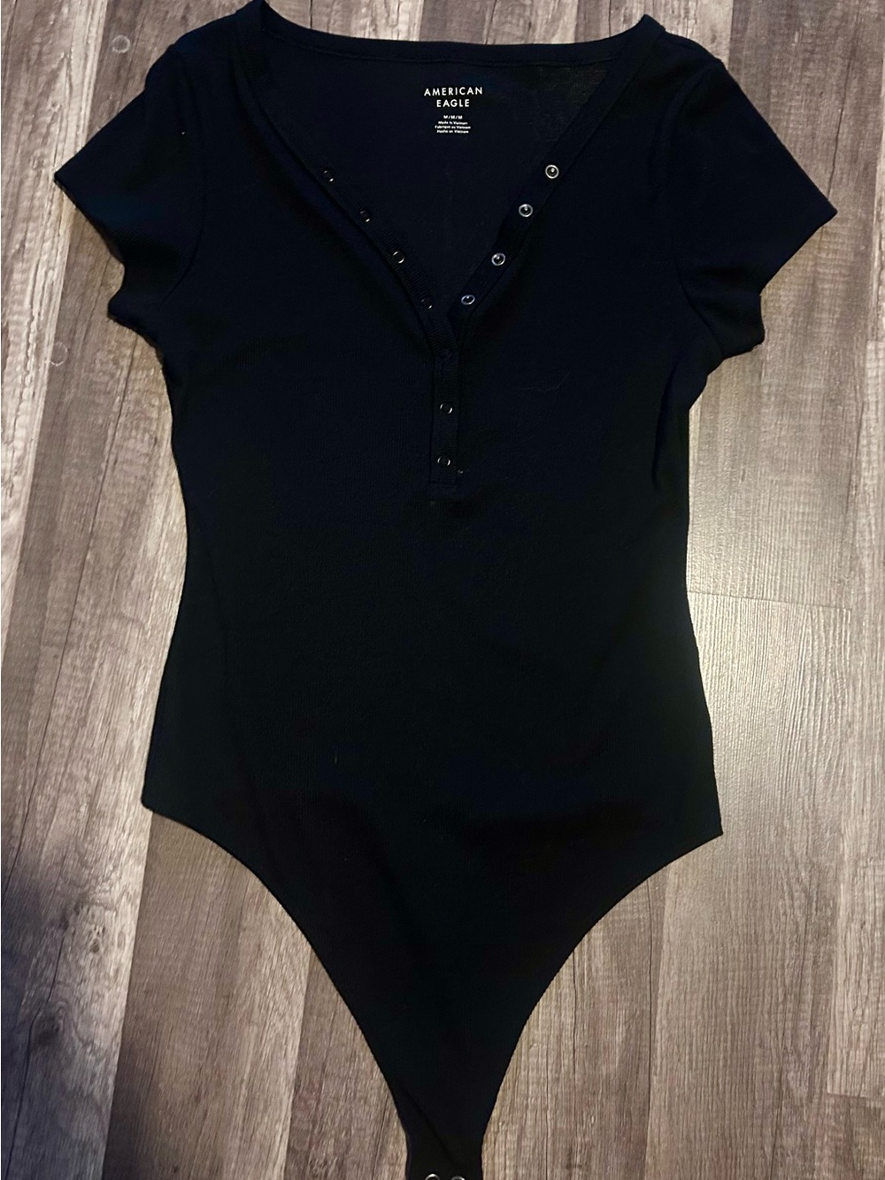 American Eagle Outfitters Black Short Sleeve Henley Bodysuit for Kids
